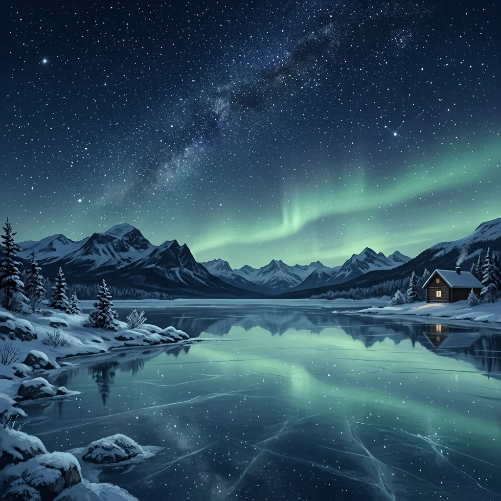 Calm Alpine Lake Reflecting the Stars