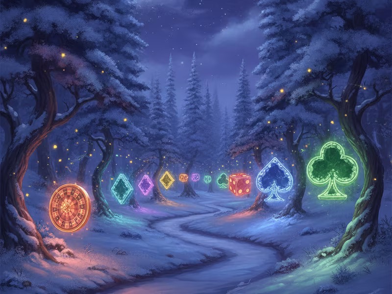 Lantern Trail — glowing lanterns marking a snowy path